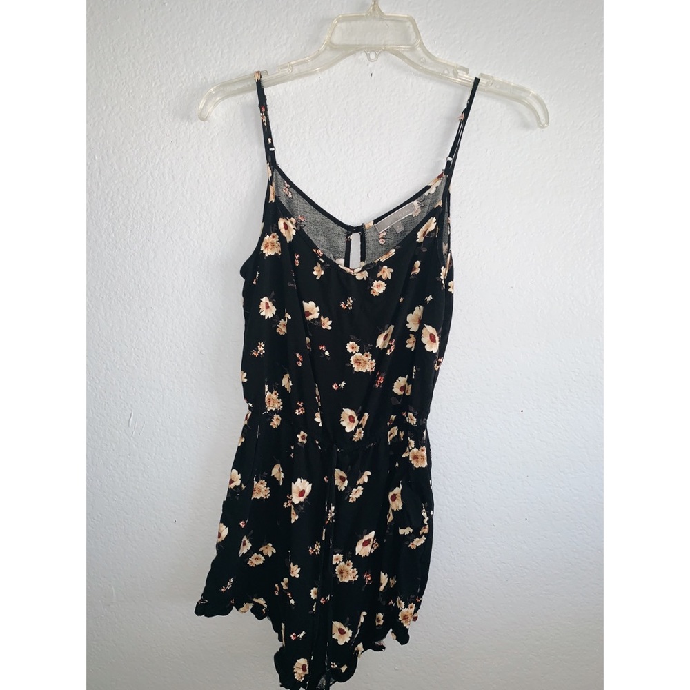 Black floral romper